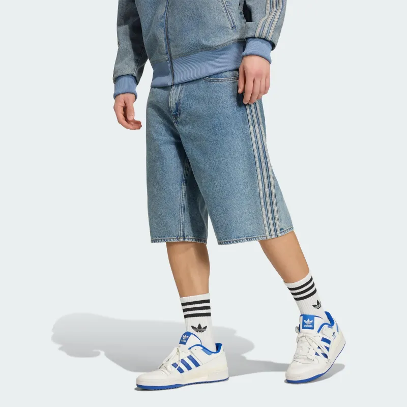 adidas Men's Firebird Adicolor Denim Jorts Mid-rise Straight Leg made by Adidas