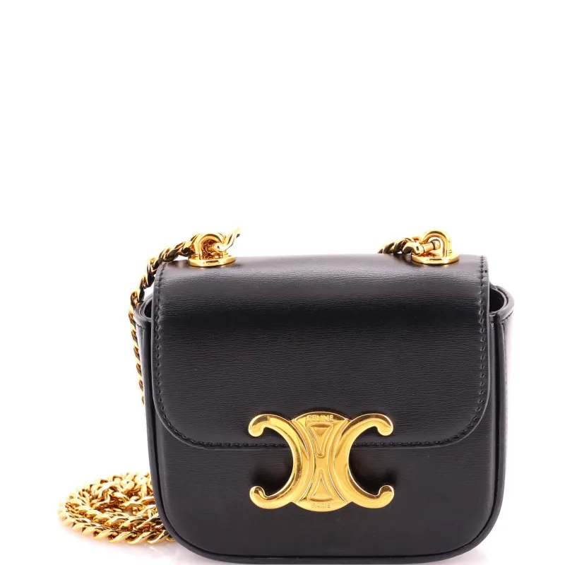 Claude Chain Shoulder Bag Leather Mini made by Celine