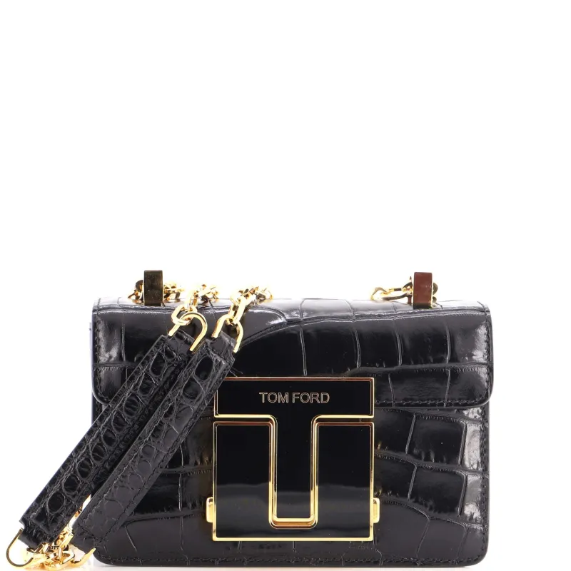 001 Chain Shoulder Bag Crocodile Embossed Leather Small made by Tom Ford