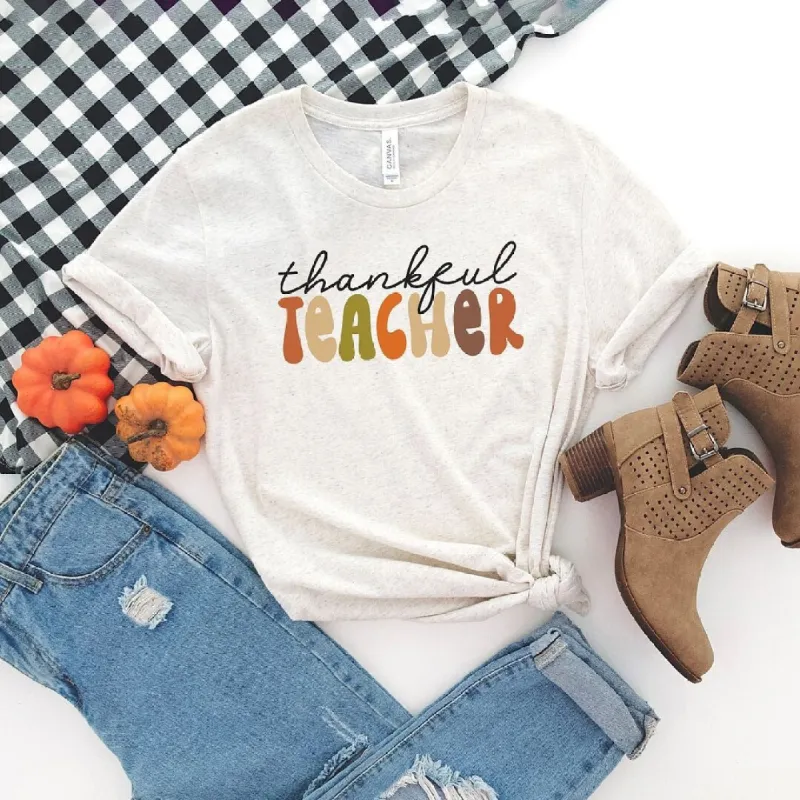 Thankful Teacher Colorful Short Sleeve Tee sold by Zulily