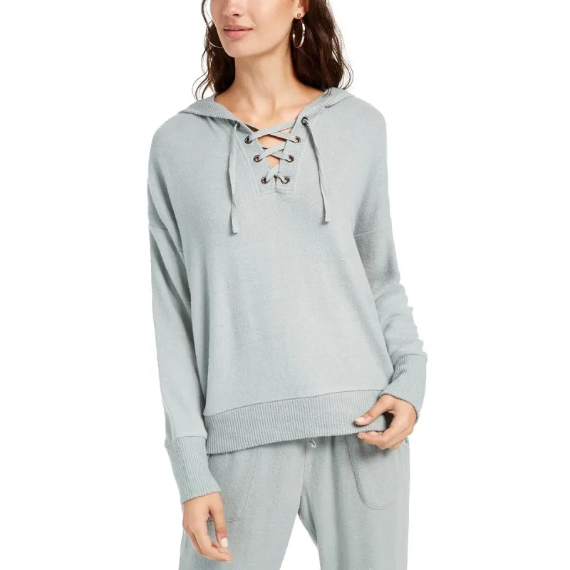Hippie Rose Juniors' Cozy Lace-Up Hoodie Med Green Size X-Large sold by Zulily