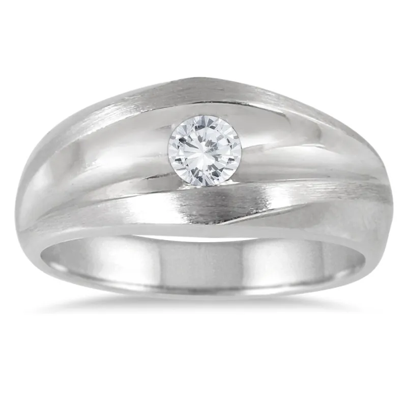 Men's 10k White Gold 1/2 Carat Diamond Solitaire Ring sold by Zulily