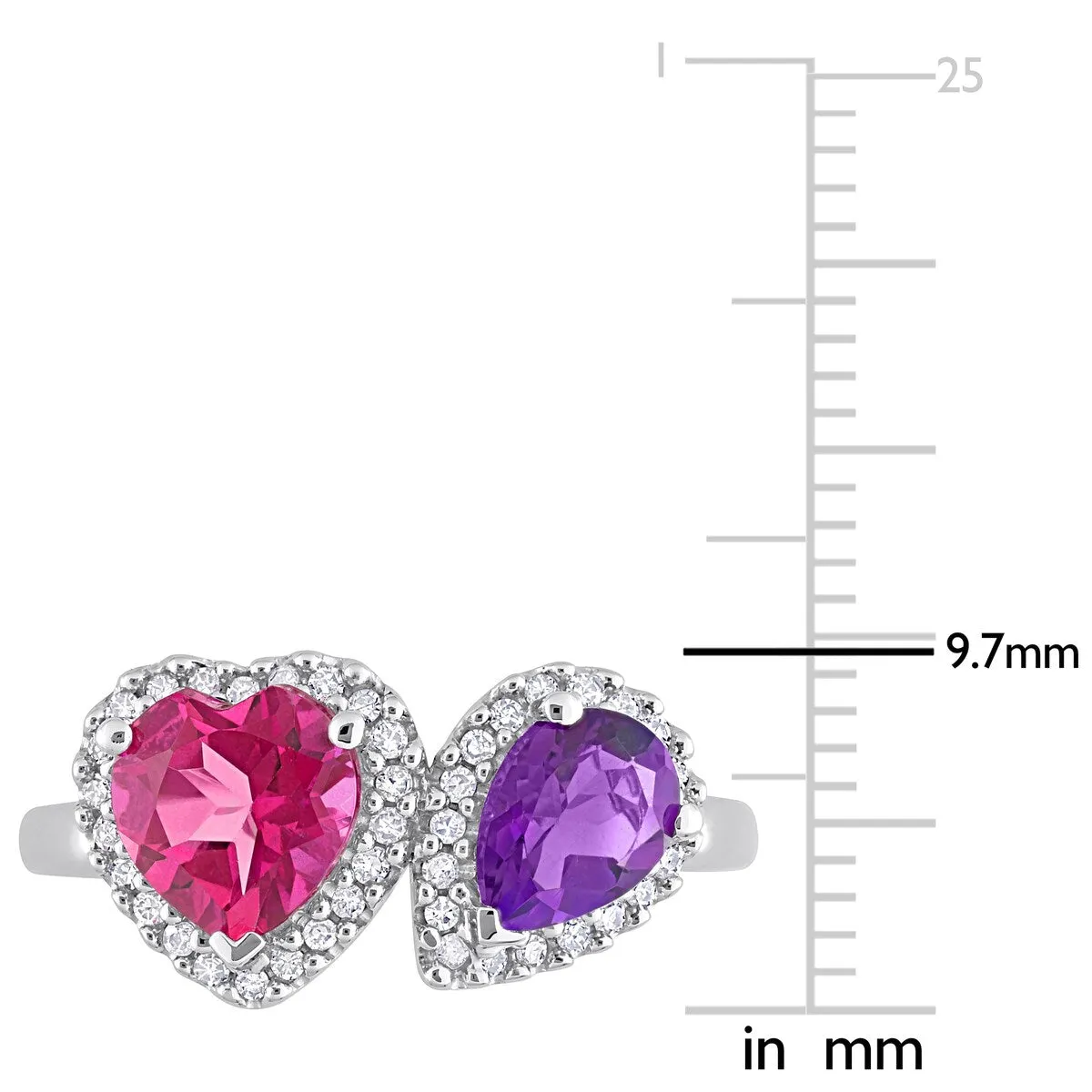 Miadora African-Amethyst Pink Topaz and 1/5ct TDW Diamond Heart-Pear Ring in 14kt White Gold sold by Zulily product image thumbnail 4