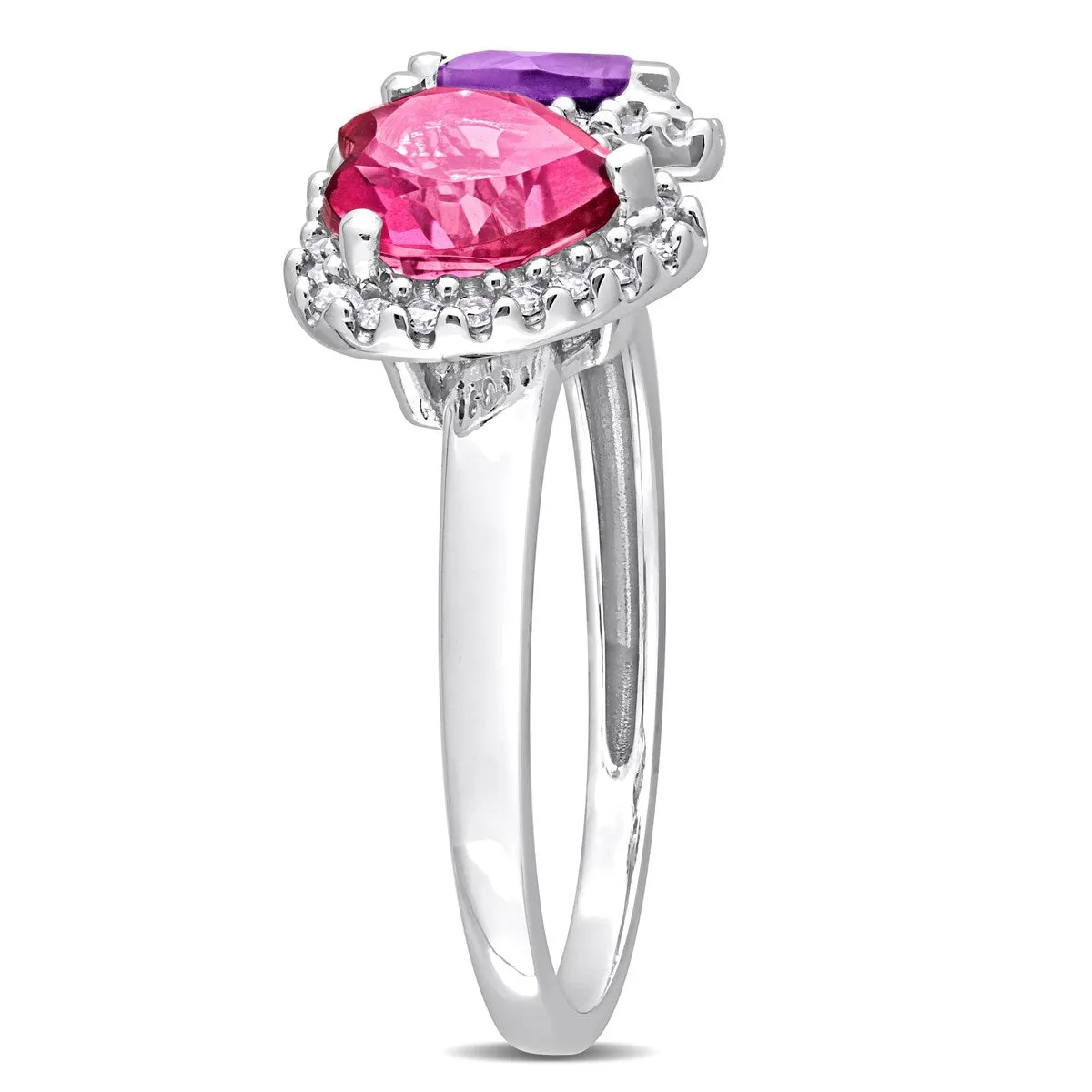 Miadora African-Amethyst Pink Topaz and 1/5ct TDW Diamond Heart-Pear Ring in 14kt White Gold sold by Zulily product image thumbnail 2