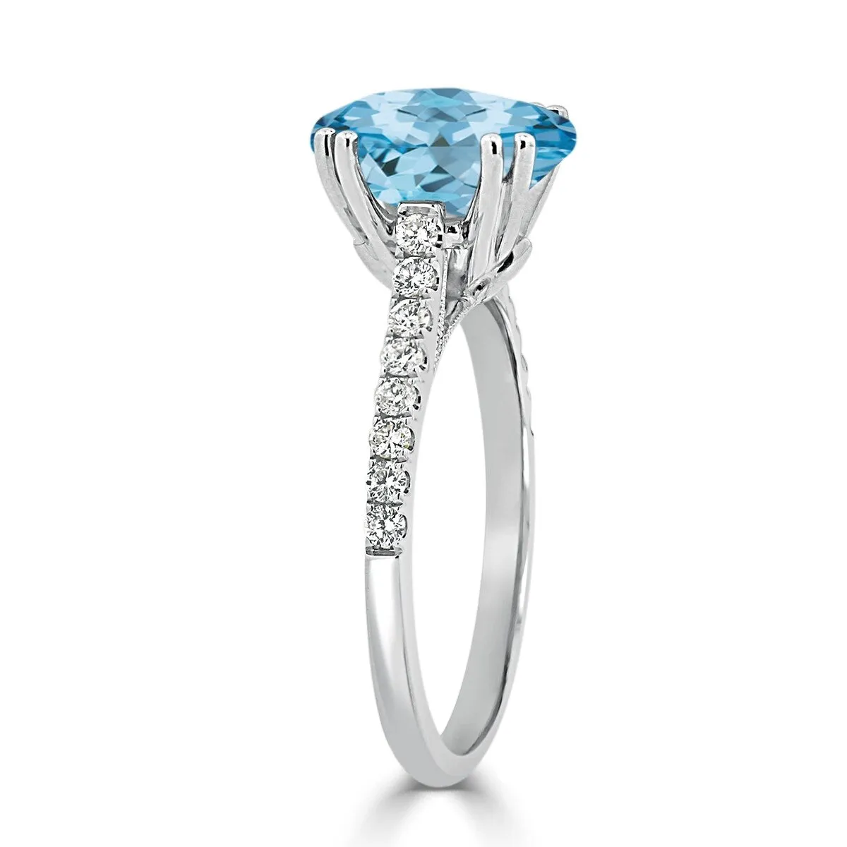 Auriya 2 3/4ct Fancy Oval Sky Blue Topaz and Diamond Engagement Ring 1/4ctw 14k Gold sold by Zulily product image thumbnail 4