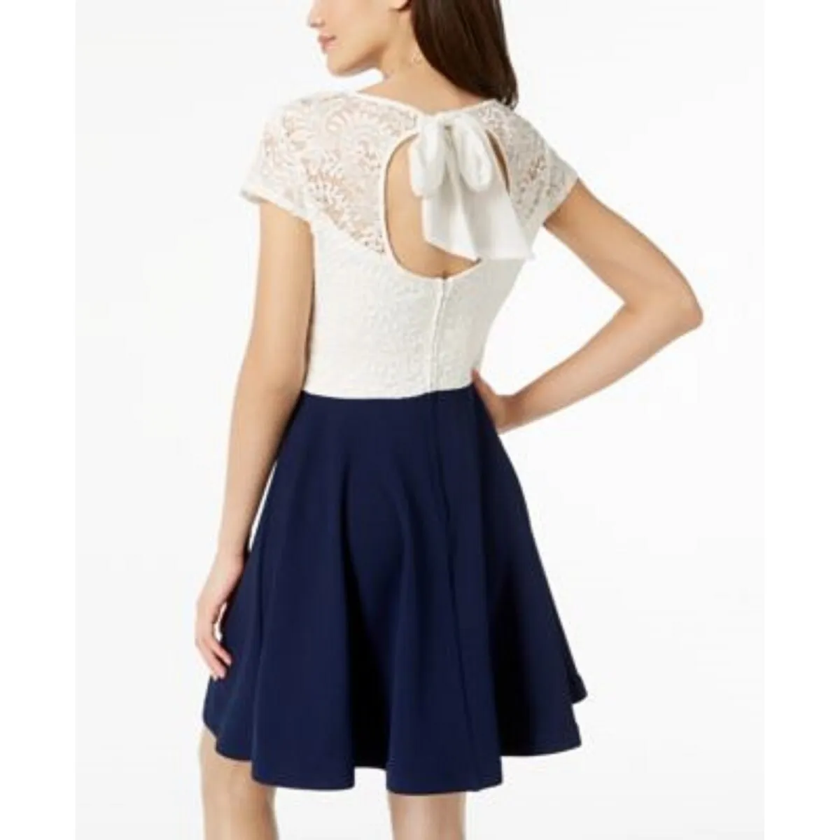 B Darlin Juniors' Bow-Back Colorblocked Dress Navy Size 1/2 sold by Zulily product image thumbnail 2