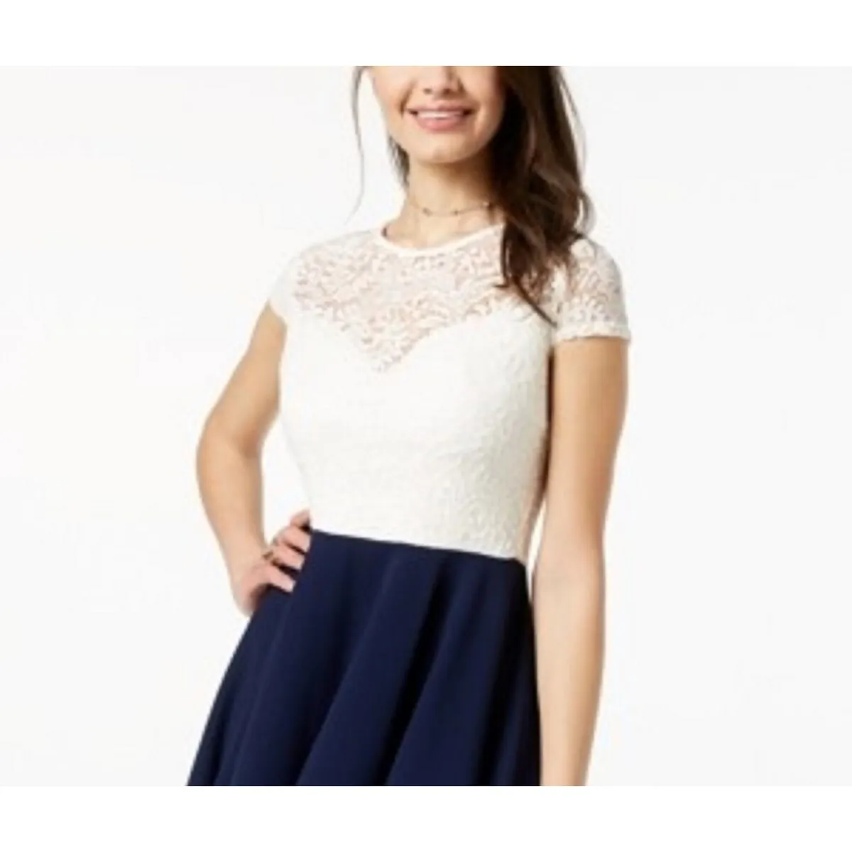 B Darlin Juniors' Bow-Back Colorblocked Dress Navy Size 1/2 sold by Zulily product image thumbnail 3