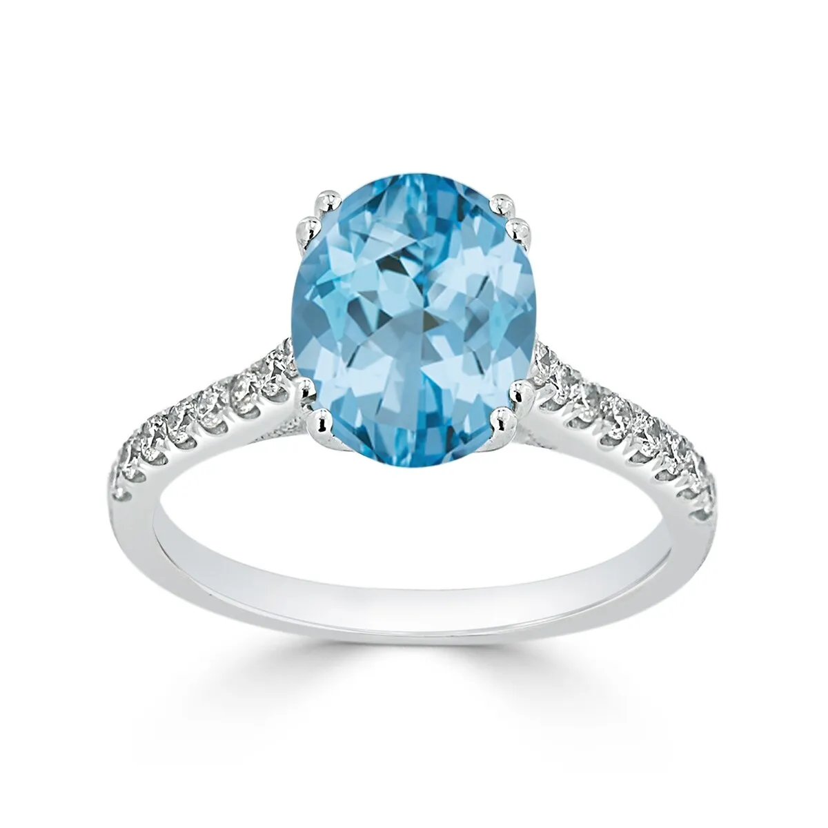 Auriya 2 3/4ct Fancy Oval Sky Blue Topaz and Diamond Engagement Ring 1/4ctw 14k Gold sold by Zulily product image thumbnail 3
