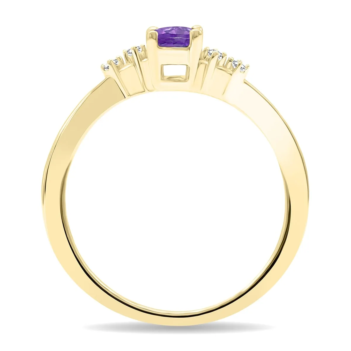 Women's Oval Shaped Amethyst and Diamond Tierra Ring in 10K Yellow Gold sold by Zulily product image thumbnail 3