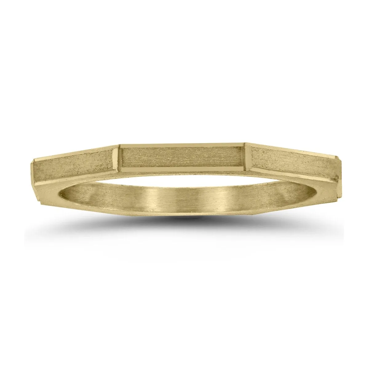 Eight Sided Thin 1.5MM Matte Finish Wedding Band in 14K Yellow Gold sold by Zulily