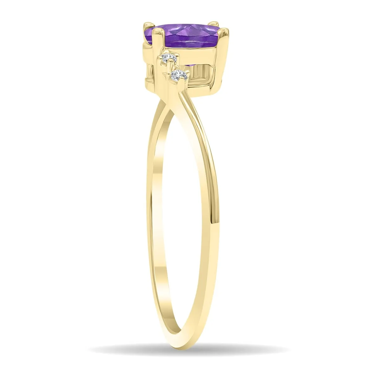 Women's Oval Shaped Amethyst and Diamond Tierra Ring in 10K Yellow Gold sold by Zulily product image thumbnail 2
