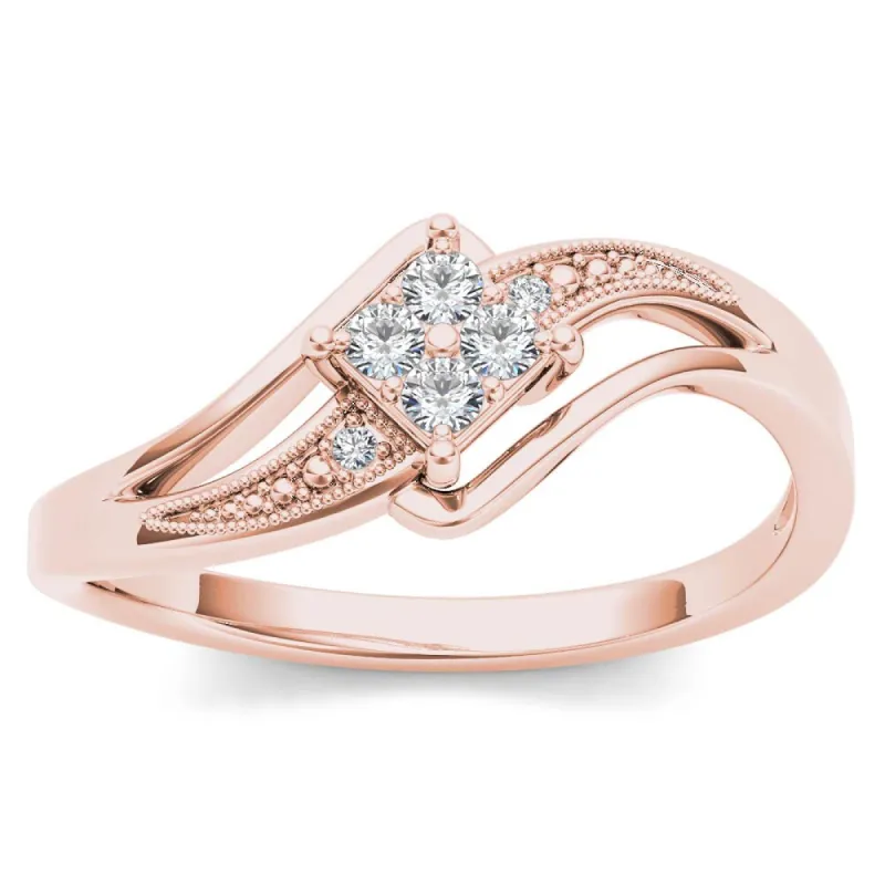 De Couer 10k Rose Gold 1/10ct TDW Diamond Bypass Engagement Ring sold by Zulily