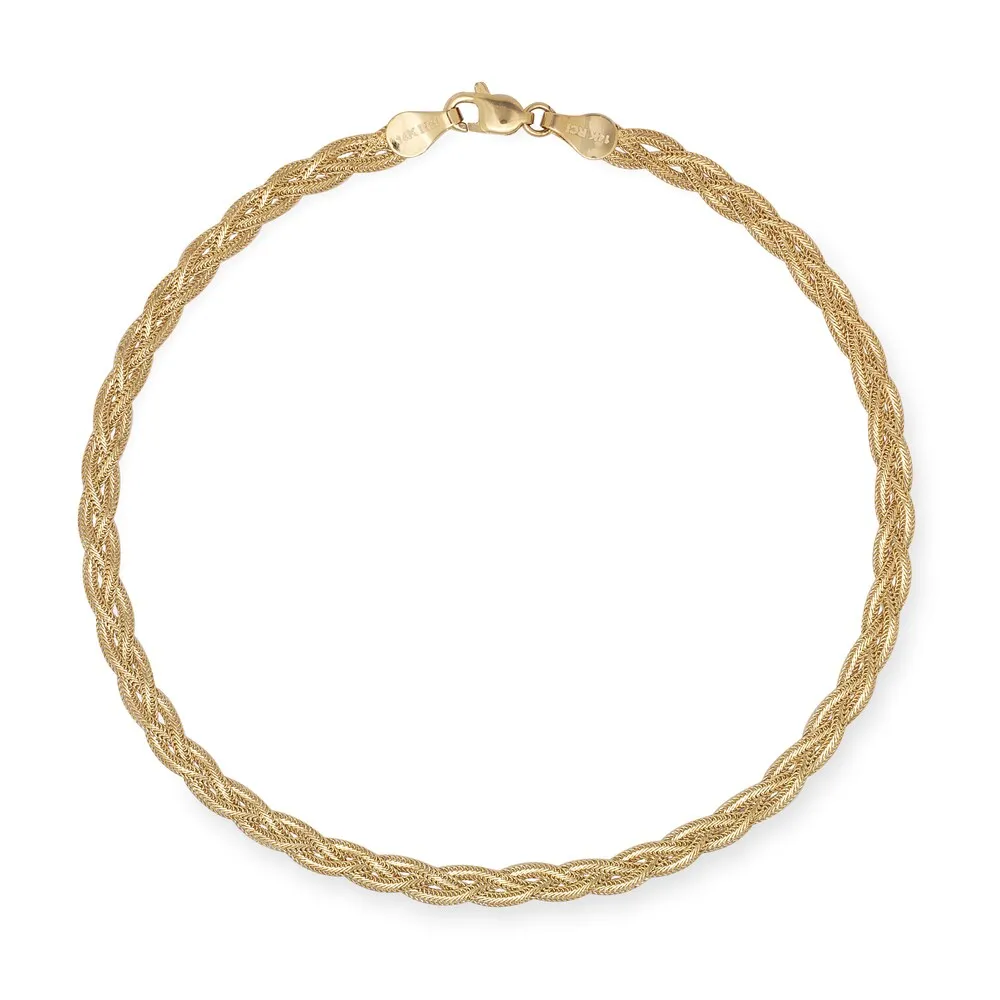 Curata 14k Yellow or While Gold 10-inch Braided Foxtail Link Ankle Bracelet sold by Zulily