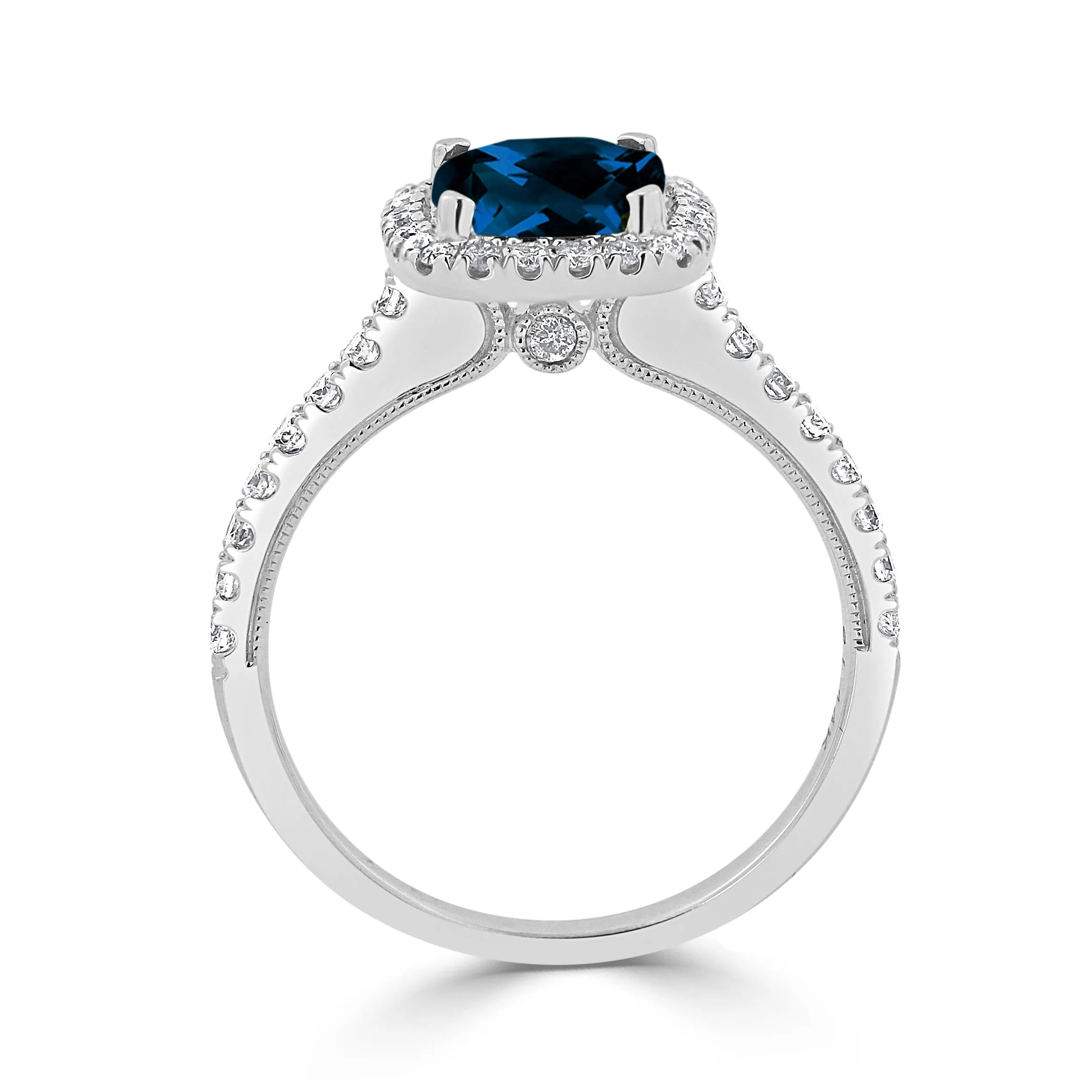 Auriya 1 7/8ct Cushion-cut London Blue Topaz and Halo Diamond Engagement Ring 3/8ctw 14k Gold sold by Zulily product image thumbnail 5