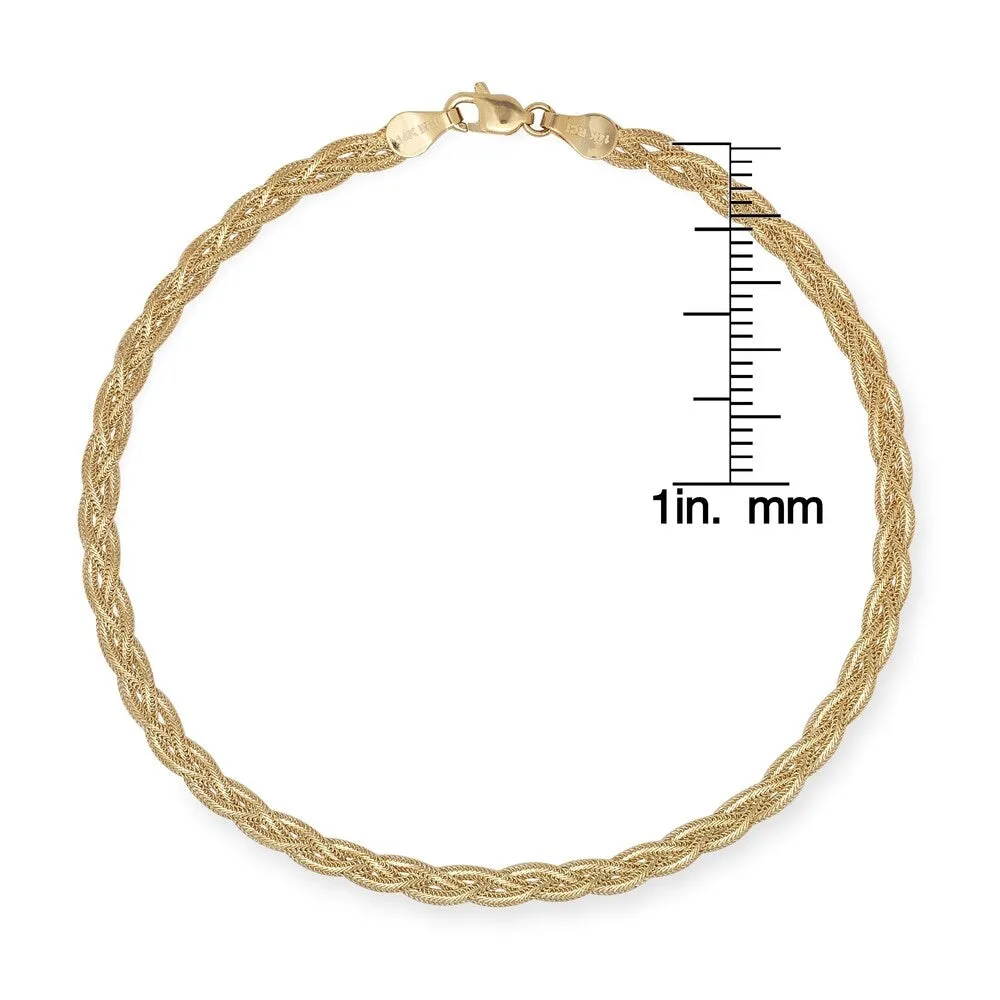 Curata 14k Yellow or While Gold 10-inch Braided Foxtail Link Ankle Bracelet sold by Zulily product image thumbnail 4