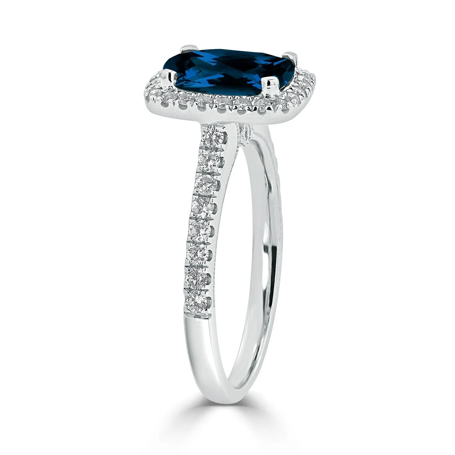 Auriya 1 7/8ct Cushion-cut London Blue Topaz and Halo Diamond Engagement Ring 3/8ctw 14k Gold sold by Zulily product image thumbnail 4