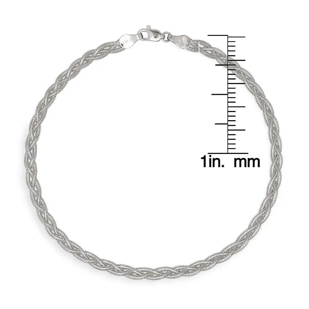 Curata 14k Yellow or While Gold 10-inch Braided Foxtail Link Ankle Bracelet sold by Zulily product image thumbnail 5