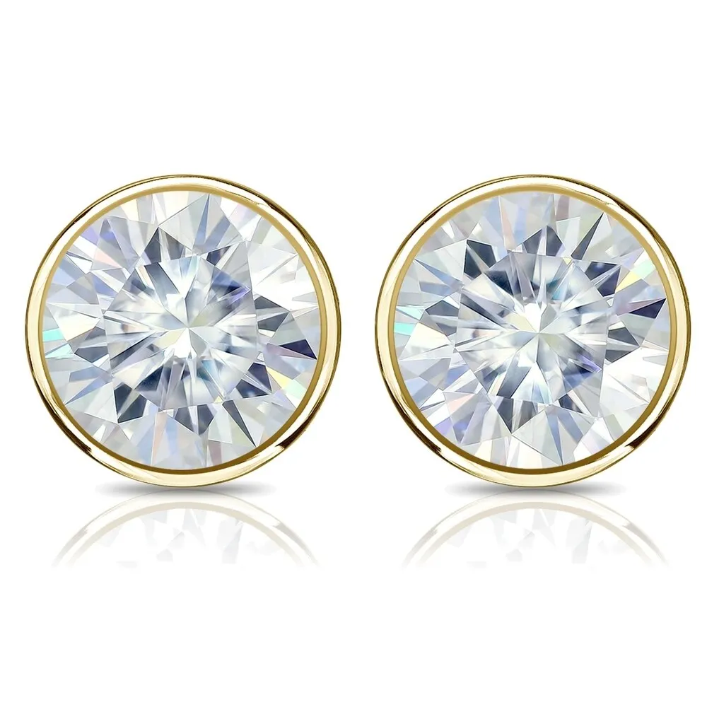 Auriya 18k Gold 6ctw Bezel-set Round Moissanite Stud Earrings sold by Zulily product image thumbnail 4