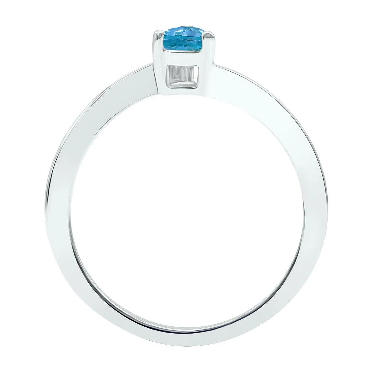Women's Solitaire Blue Topaz Wave Ring in 10K White Gold sold by Zulily product image thumbnail 2