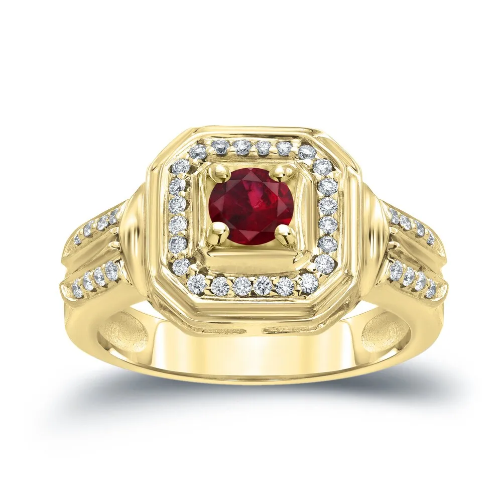 14k Gold Round 1/5ct Ruby and 1/5ct TDW Diamond Engagement Ring by Auriya sold by Zulily product image thumbnail 2