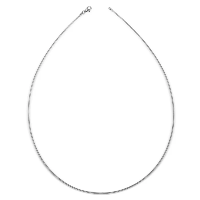 Italian Sterling Silver Round 2mm Rhodium-plated Omega Necklace (16-20') - White sold by Zulily