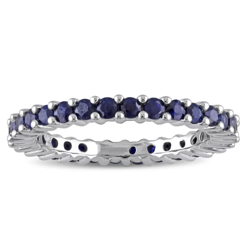 Miadora 10k White Gold Sapphire Eternity Ring - Blue sold by Zulily