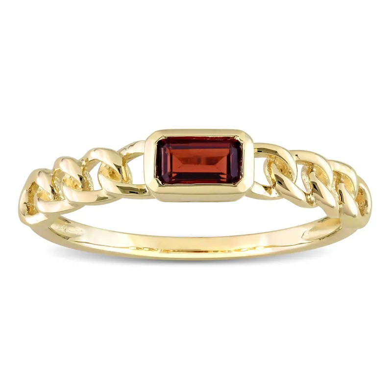 Miadora 10k Yellow Gold Garnet Stackable Link Ring sold by Zulily