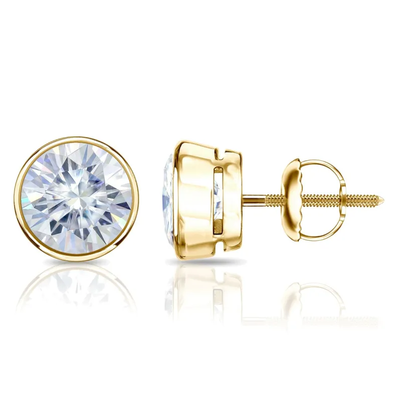 Auriya 14k Gold 2ctw Bezel-set Round Moissanite Stud Earrings - 6.5 mm sold by Zulily