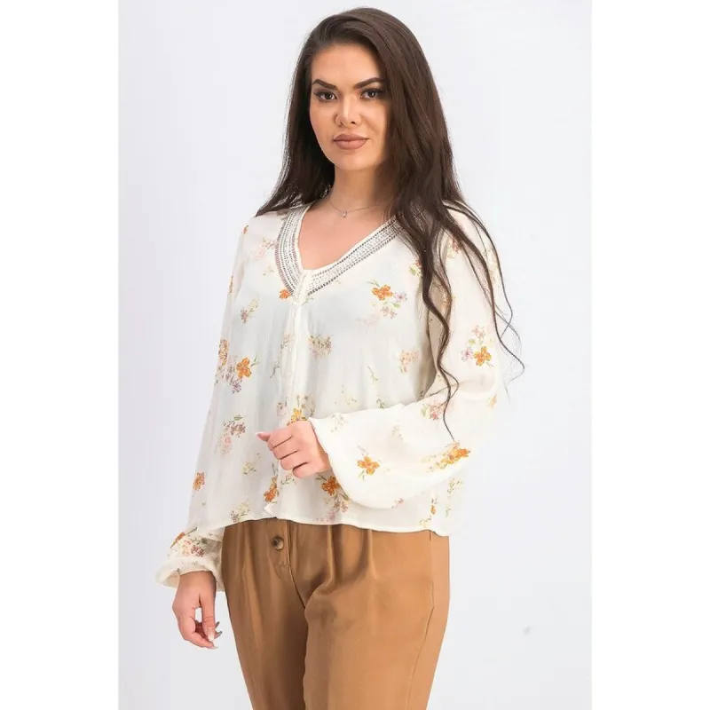 Hippie Rose Juniors' Crochet-Trim Blouse white Size X-Large sold by Zulily