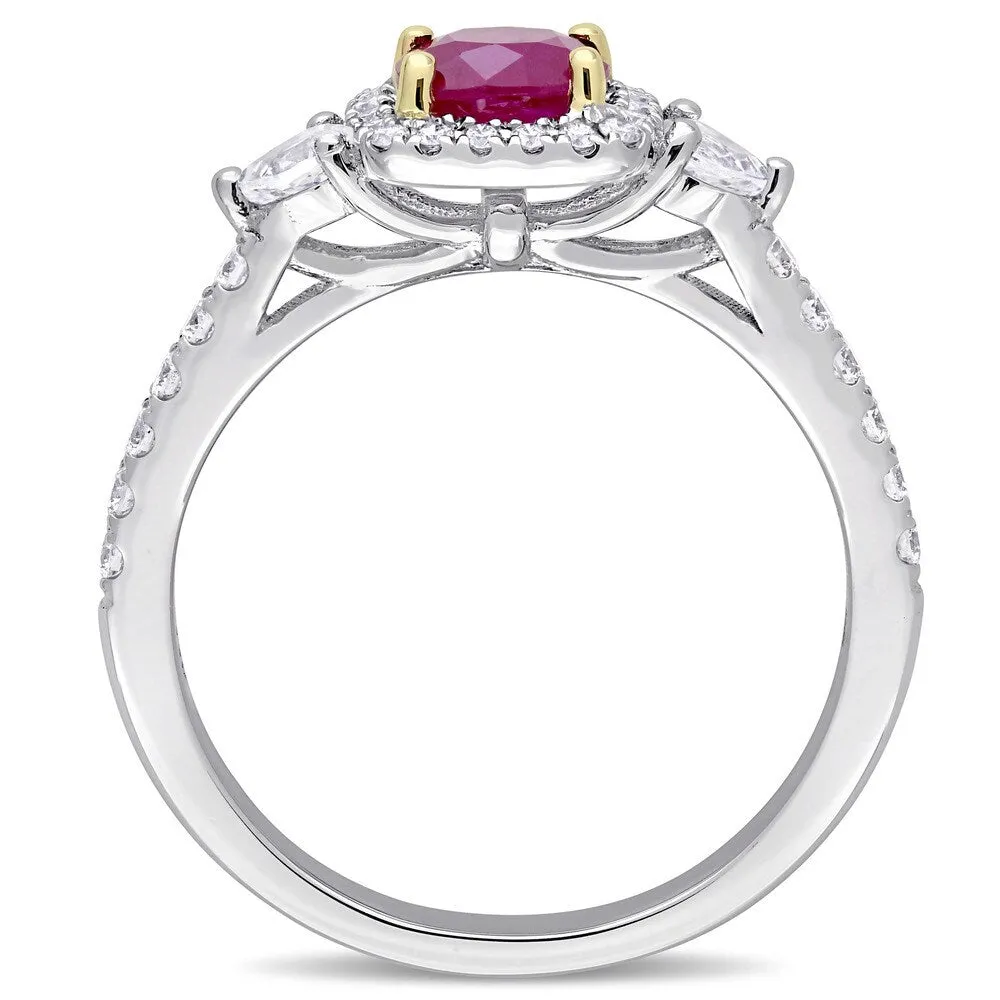 Miadora Signature Collection 14k White Gold Yellow Gold Prongs Ruby White Sapphire and 1/3ct TDW Dia sold by Zulily product image thumbnail 3