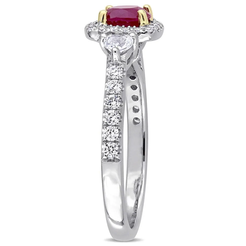 Miadora Signature Collection 14k White Gold Yellow Gold Prongs Ruby White Sapphire and 1/3ct TDW Dia sold by Zulily product image thumbnail 2