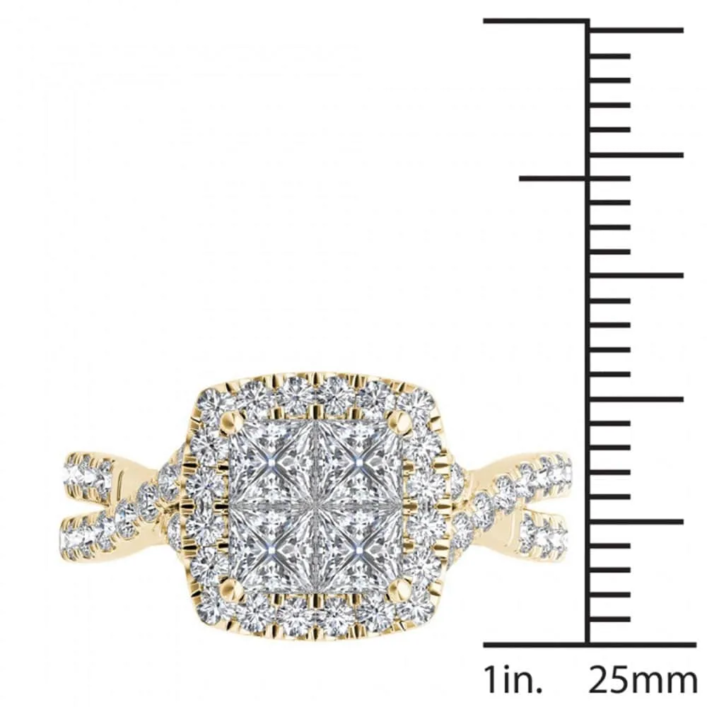 De Couer 14k Yellow Gold 2ct TDW Diamond Twist Shank Halo Ring sold by Zulily product image thumbnail 4