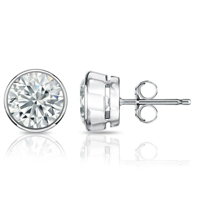 Auriya 1 1/5ctw Round Diamond Stud Earrings Bezel-set 18k Gold - GIA Certified sold by Zulily