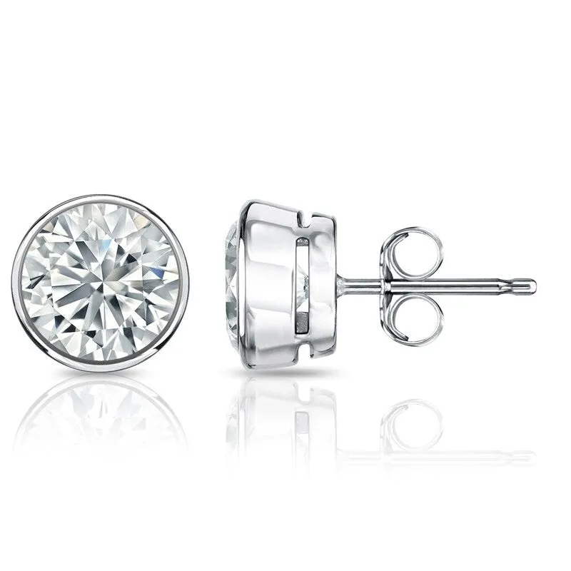 Auriya 1 1/5ctw Round Diamond Stud Earrings Bezel-set 18k Gold - GIA Certified sold by Zulily