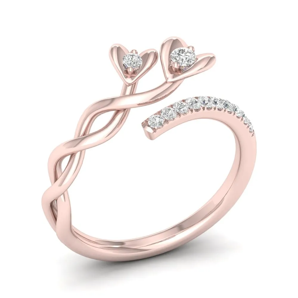 De Couer 10k Rose Gold 1/6ct TDW Diamond Heart Promise Ring sold by Zulily product image thumbnail 2