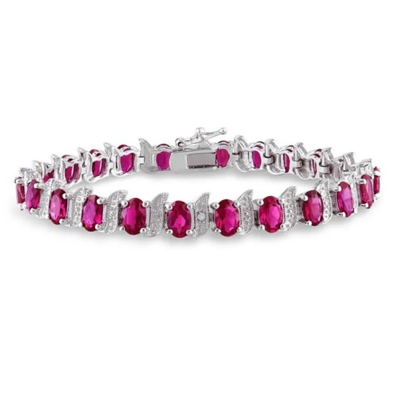 Miadora Silver Created Ruby and Diamond Accent Tennis Bracelet sold by Zulily