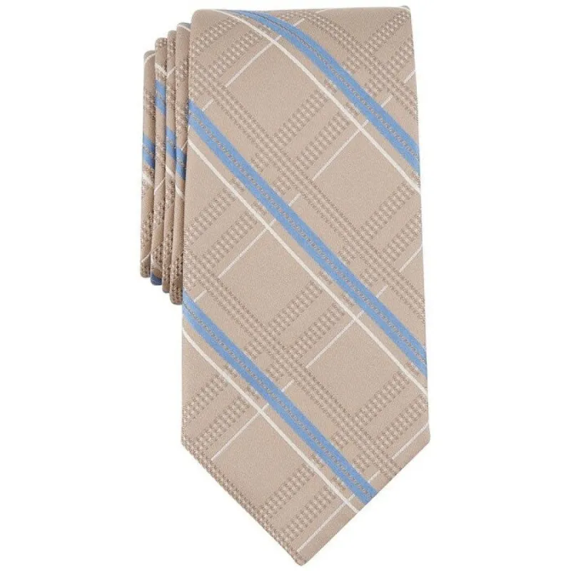 Michael Kors Men's Salerno Plaid Tie Beige Size Regular sold by Zulily
