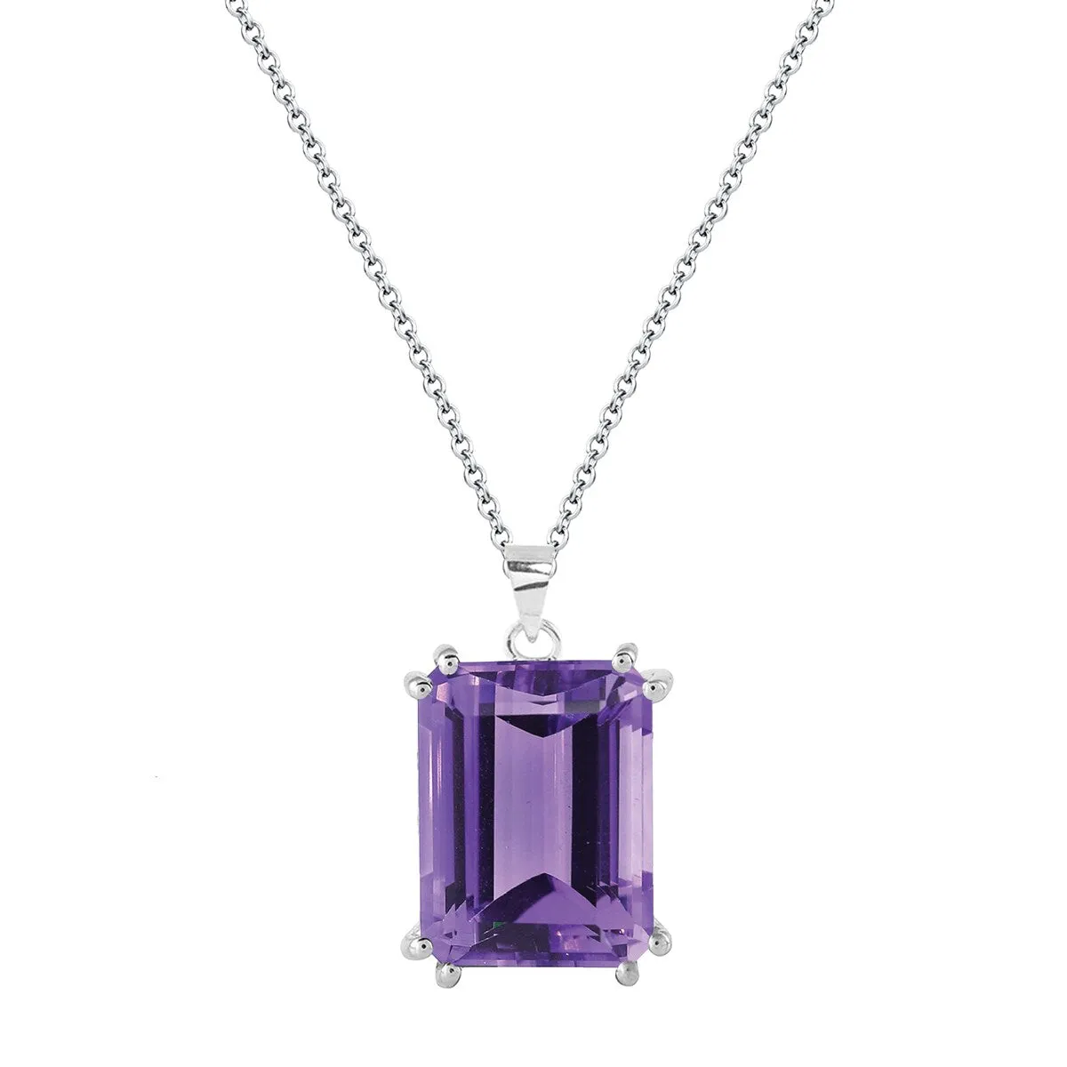 Sterling Silver with Natural Amethyst Solitaire Pendant with 18" Chain sold by Zulily