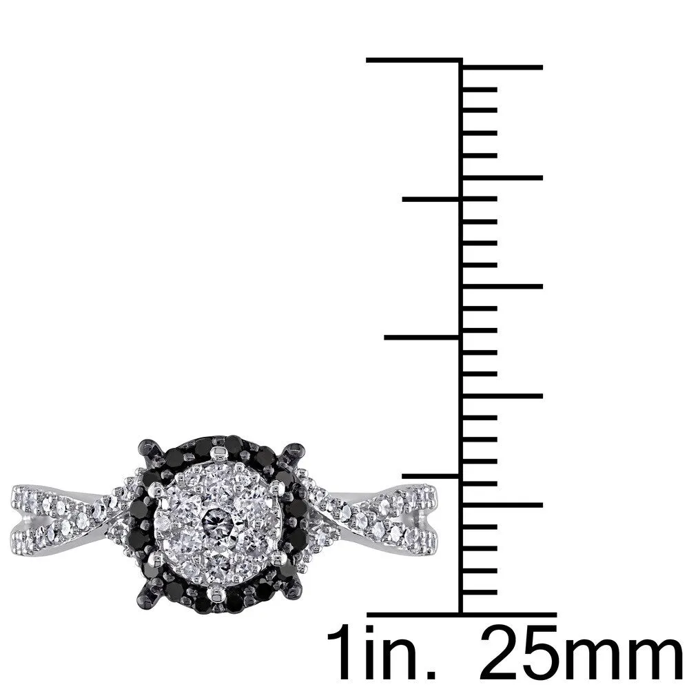 Miadora 10k White Gold 1/2ct TDW Black and White Diamond Composite Halo Split Shank Ring sold by Zulily product image thumbnail 4