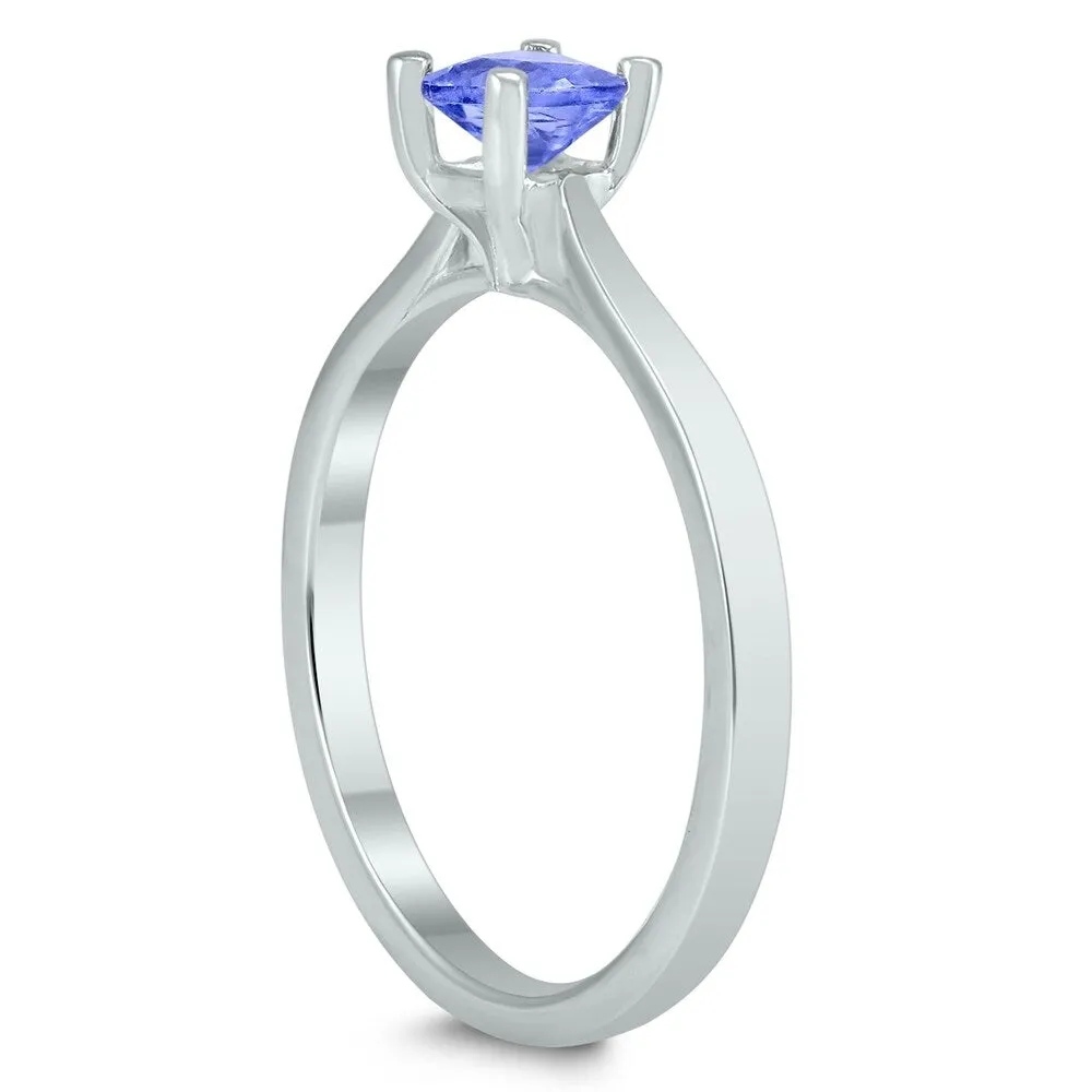 Square Princess Cut 4MM Tanzanite Solitaire Ring in 10K White Gold sold by Zulily product image thumbnail 2