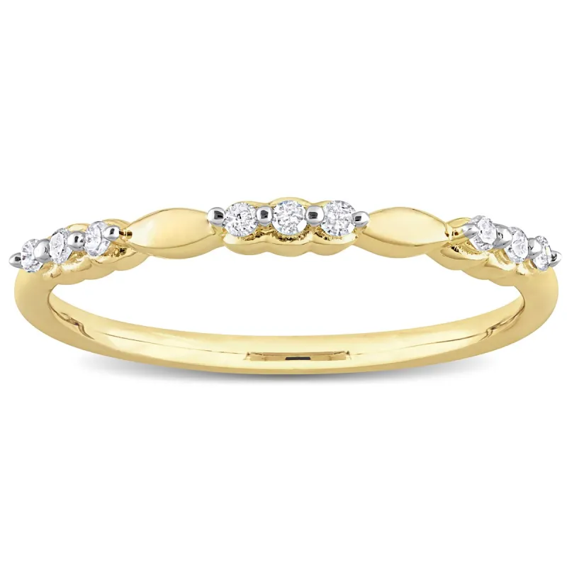 Miadora 1/10ct TDW Diamond Stacking Semi-Eternity Ring in Yellow Plated Sterling Silver sold by Zulily