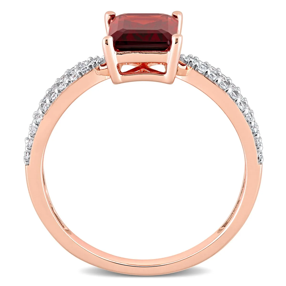 Miadora Octagon-cut Garnet and 1/5ct TDW Diamond Split Shank Cocktail Ring in 14k Rose Gold sold by Zulily product image thumbnail 5