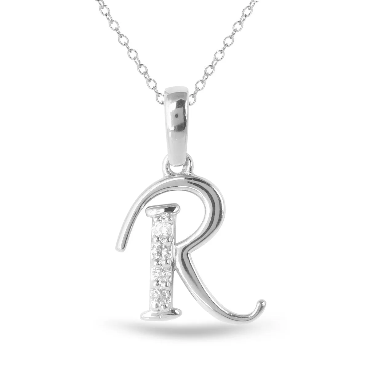 1/20ct TDW Diamond Tiny and Cute Alphabet Pendant Necklace in Silver with Gold Plating by De Couer sold by Zulily product image thumbnail 5