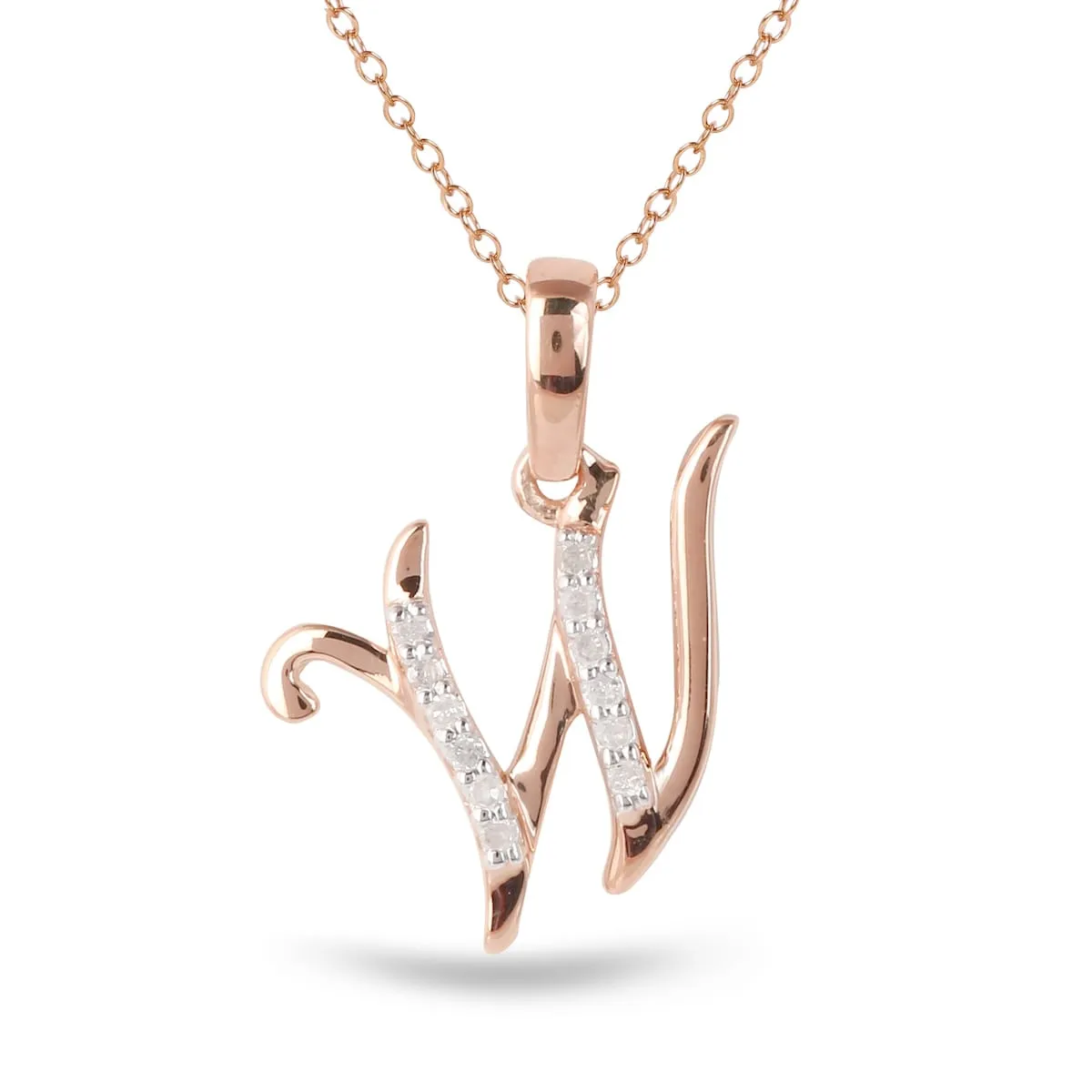 1/20ct TDW Diamond Tiny and Cute Alphabet Pendant Necklace in Silver with Gold Plating by De Couer sold by Zulily product image thumbnail 3