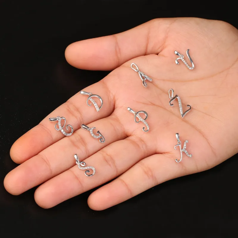 1/20ct TDW Diamond Tiny and Cute Alphabet Pendant Necklace in Silver with Gold Plating by De Couer sold by Zulily