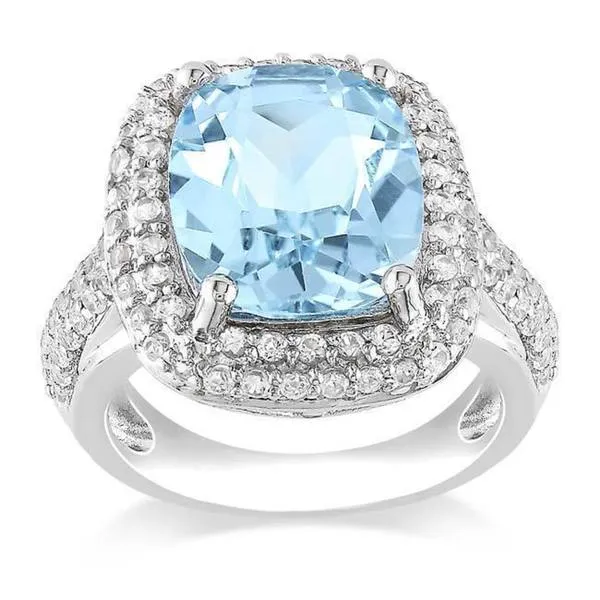 Miadora Sterling Silver Blue Cushion-cut Topaz and Created White Sapphire Ring sold by Zulily