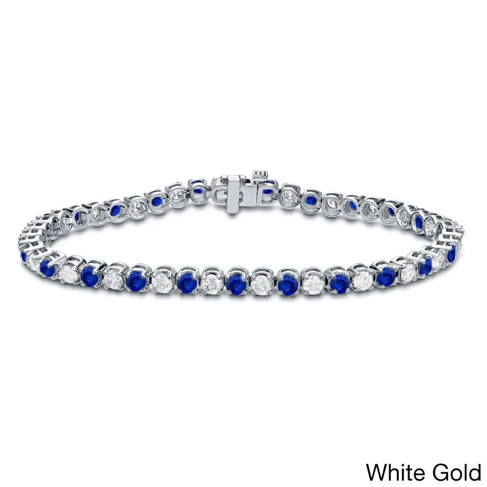 Auriya 1 1/2ct Round Blue Sapphire and 1 1/2ct TDW Diamond Tennis Bracelet 14k Gold sold by Zulily