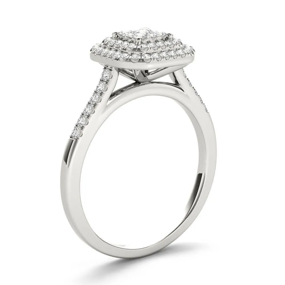 De Couer 10k White Gold 1/3ct TDW Diamond Double Halo Engagement Ring sold by Zulily product image thumbnail 2