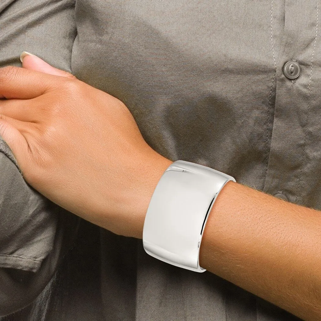 Curata 925 Sterling Silver 40mm Domed Polished Extra Wide Cuff Bangle Bracelet sold by Zulily product image thumbnail 4