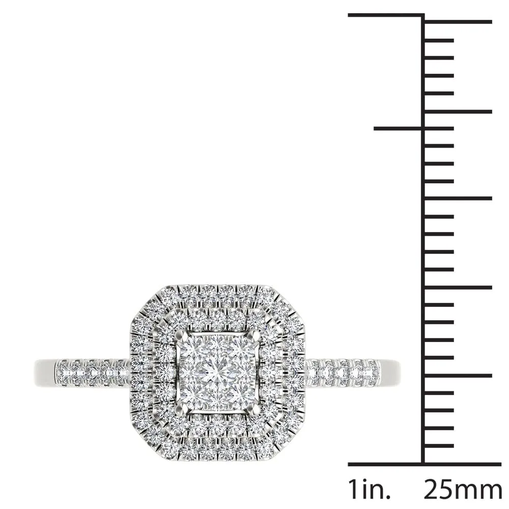 De Couer 10k White Gold 1/3ct TDW Diamond Double Halo Engagement Ring sold by Zulily product image thumbnail 4